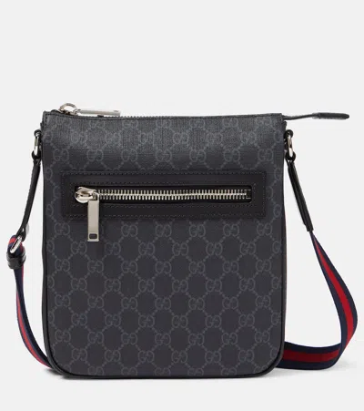 Gucci Gg Canvas Leather-trimmed Crossbody Bag In Black