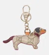 Gucci Gg Canvas Leather-trimmed Keychain In Beige