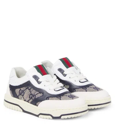 Gucci Kids' Gg Canvas Leather-trimmed Sneakers In Multi