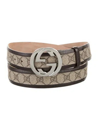 Pre-owned Gucci Gg Canvas Leather Waist Belt In Brown
