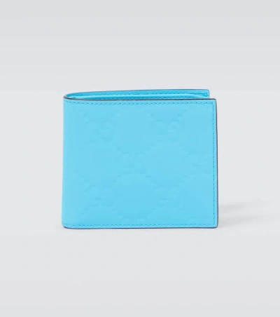 Gucci Gg Canvas Leather Wallet In Blue