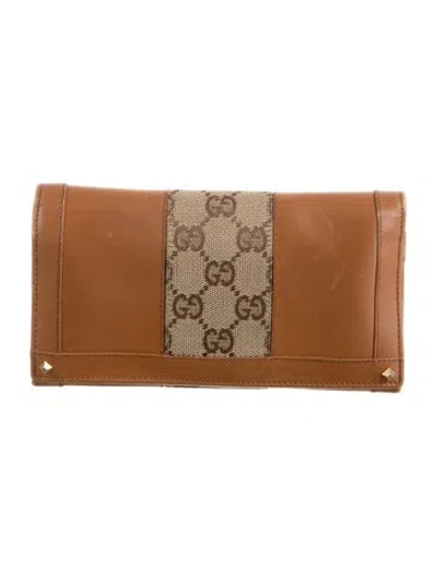 Pre-owned Gucci Gg Canvas Leather Wallet In Neutral