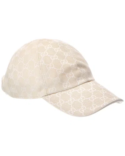 Gucci Gg Canvas Leather-trim Baseball Cap In Neutral