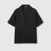 Gucci Gg Canvas Linen Blend Bowling Shirt In Black