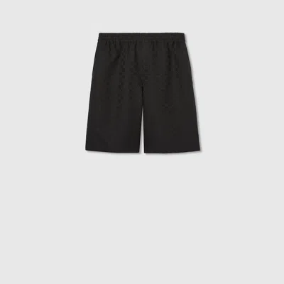Gucci Gg Canvas Linen Blend Shorts In Black