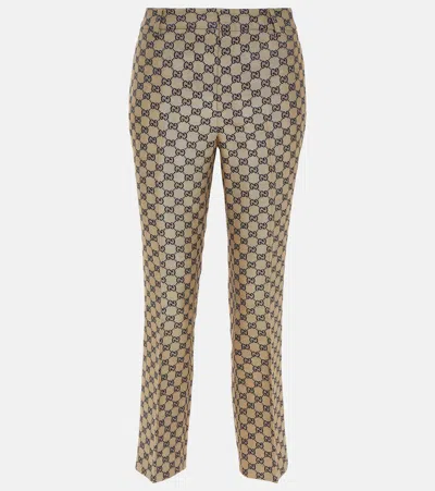 Gucci Gg Canvas Linen-blend Straight Pants In Multicoloured