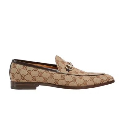 Pre-owned Gucci Gg Canvas Loafer 'ebony' | Cream | Men's Size 7.5 In White