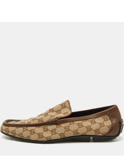 Pre-owned Gucci Gg Canvas Loafers