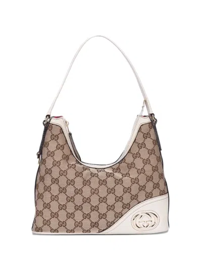 Pre-owned Gucci Gg Canvas Logo Handbag In Neutral