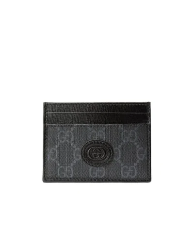 Gucci Gg-canvas Logo-patch Cardholder In Black