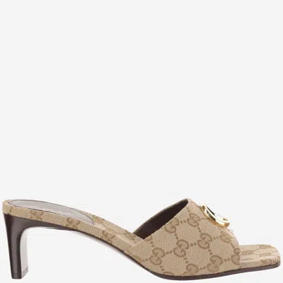 Gucci Gg Canvas Logo Sandal In Beige