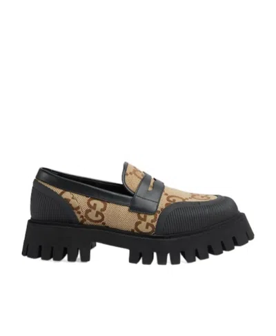 Gucci Gg Canvas Lug-sole Loafers In Multi
