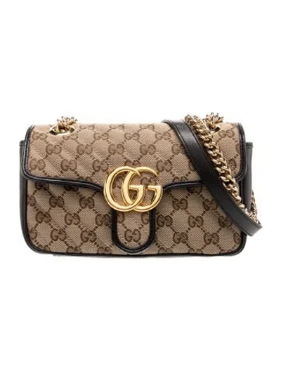 Pre-owned Gucci Gg Canvas Marmont Small In Neutrals
