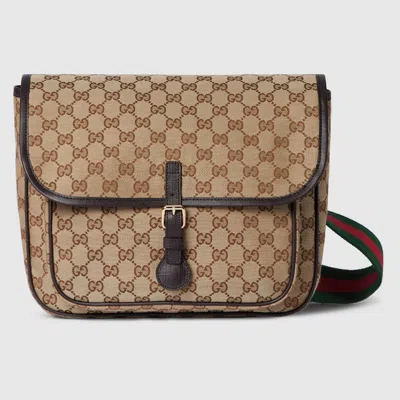 Gucci Kids' Gg Canvas Messenger Bag In Brown