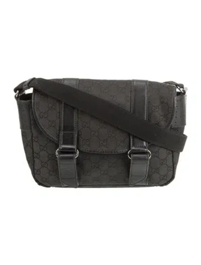 Pre-owned Gucci Gg Canvas Messenger Bag In Black