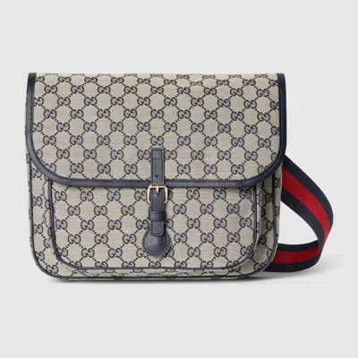 Gucci Kids' Gg Canvas Messenger Bag In Blue