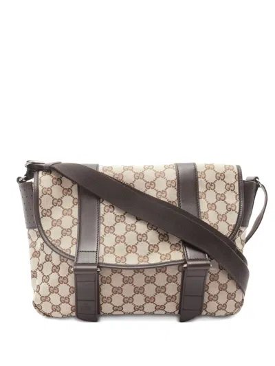 Pre-owned Gucci Gg Canvas Messenger Bag In Neutral
