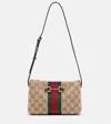 Gucci Small Horsebit Web-stripe Shoulder Bag In Neutral