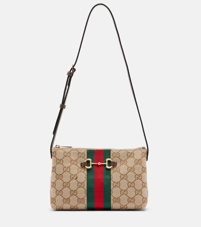 Gucci Small Horsebit Web-stripe Shoulder Bag In Multi