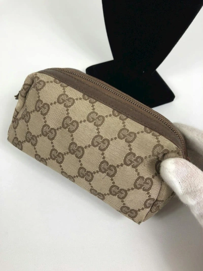 Pre-owned Gucci Gg Canvas Monogram Cosmetic Pouch In Brown
