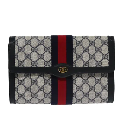 Pre-owned Gucci Gg Canvas Navy Canvas Clutch Bag ()