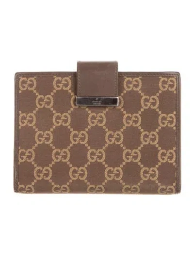 Pre-owned Gucci Gg Canvas Nylon Wallet In Brown