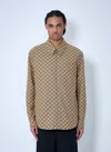 Gucci Summer Gg Supreme Linen Blend Shirt In Beige