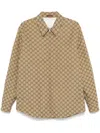 Gucci Beige Jacket With Classic Collar And Front Zip Closure In Gg Canvas Man In Brown