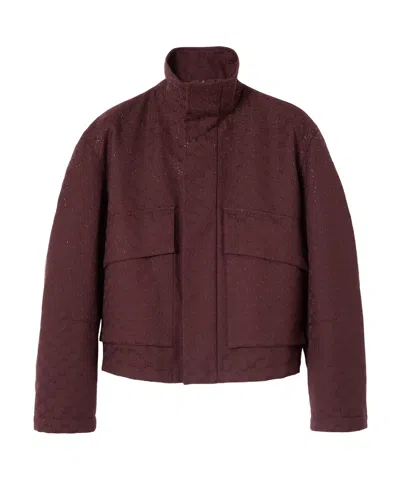 Gucci Gg Canvas Padded Jacket With Crystals In Burgundy
