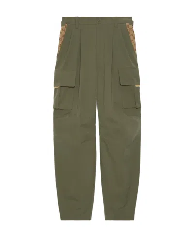 Gucci Gg Canvas-panel Cargo Pants In Green