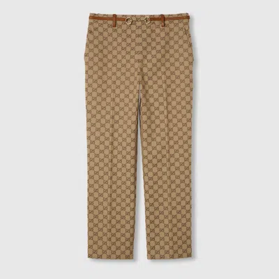 GUCCI GUCCI GG CANVAS PANTS WITH HORSEBIT
