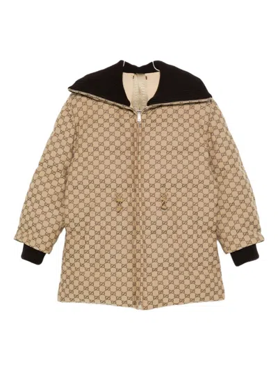 Gucci Gg Canvas Parka Coat In Neutral