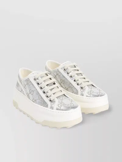 Gucci Gg Canvas Platform Sneakers In Gray