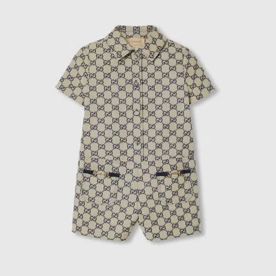 Gucci Kids' Gg Canvas Playsuit In Beige