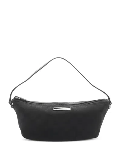Pre-owned Gucci Gg Canvas Pouch Handbag In Black