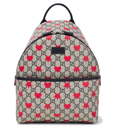 Gucci Kids' Gg Canvas Printed Backpack In Beige