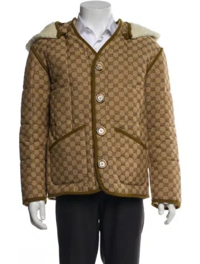 Pre-owned Gucci Gg Canvas Puffer Coat W/ Tags In Neutral