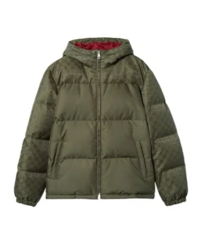 Gucci Gg Canvas Puffer Jacket In Green