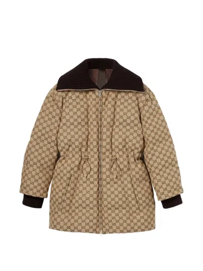 Gucci Gg Canvas Puffer Jacket In Neutral