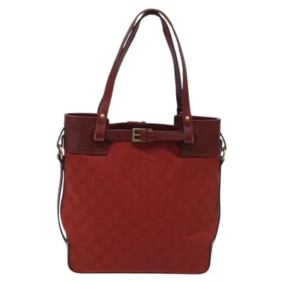 Pre-owned Gucci Gg Canvas Red Canvas Tote Bag ()