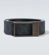 Gucci Gg Canvas Reversible Leather Belt In Blue