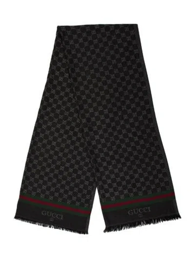 Pre-owned Gucci Gg Canvas Scarf In Gray