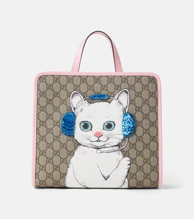Gucci Gg Canvas Sequined Tote Bag In Beige