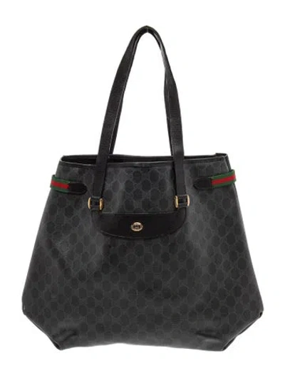 Pre-owned Gucci Gg Canvas Sherry Line Vintage In Black