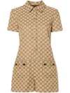 Gucci Women Gg Canvas Short Jumpsuit In Brown