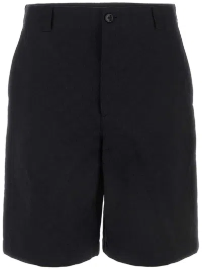 Gucci Double Cotton Twill Shorts With Web In Blue