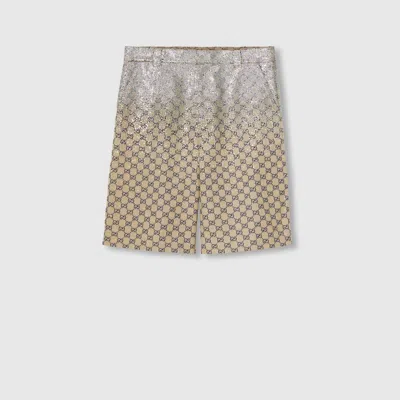 Gucci Gg Canvas Shorts With Crystals In Blue