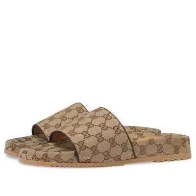 Gucci Gg Canvas Slide Sandal 'beige Monogram'