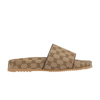 Pre-owned Gucci Gg Canvas Slide Sandal 'beige Monogram' In Brown