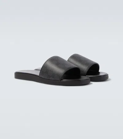 Gucci Gg Canvas Slides In Black
